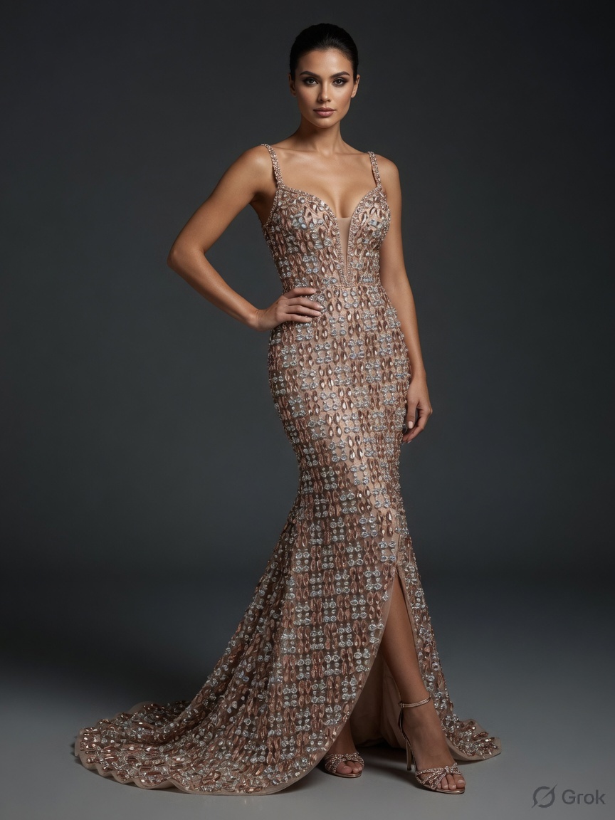 Rose-gold crystal as a party dress